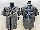 Men's Tennessee Titans #22 Derrick Henry Grey Gridiron With Patch Cool Base Stitched Baseball Jersey,baseball caps,new era cap wholesale,wholesale hats